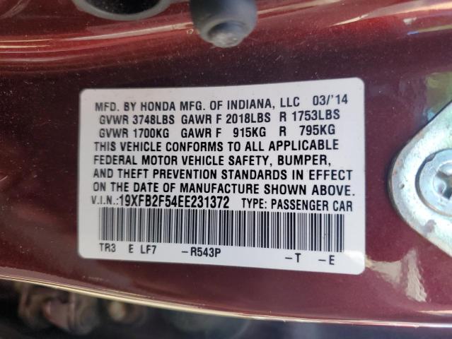 19XFB2F54EE231372 - 2014 HONDA CIVIC LX BURGUNDY photo 13
