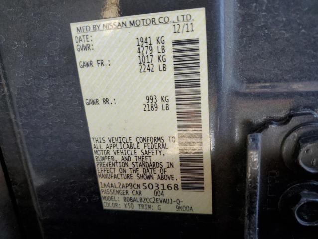 1N4AL2AP9CN503168 - 2012 NISSAN ALTIMA BASE Серый фото 12