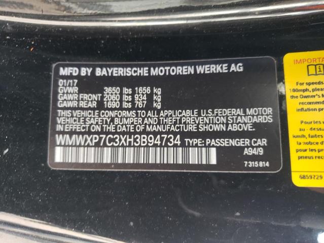 WMWXP7C3XH3B94734 - 2017 MINI COOPER S შავი ფოტო 12