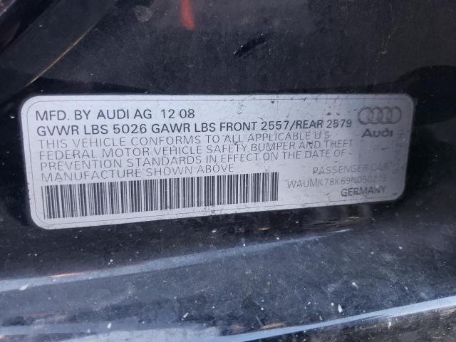 WAUMK78K69N050215 - 2009 AUDI A4 PRESTIGE BLACK photo 12