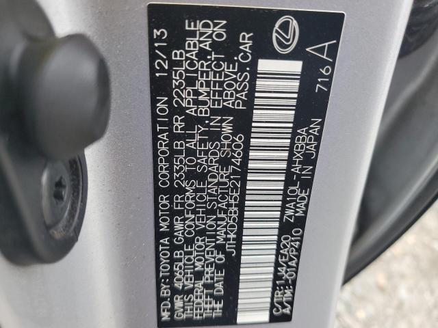 JTHKD5BH5E2174606 - 2014 LEXUS CT 200 SILVER photo 12