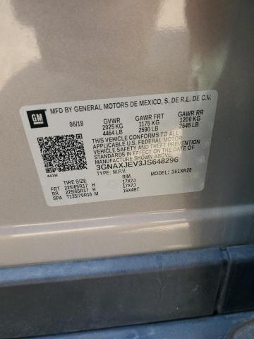 3GNAXJEV3JS648296 - 2018 CHEVROLET EQUINOX LT Gümüş foto 14