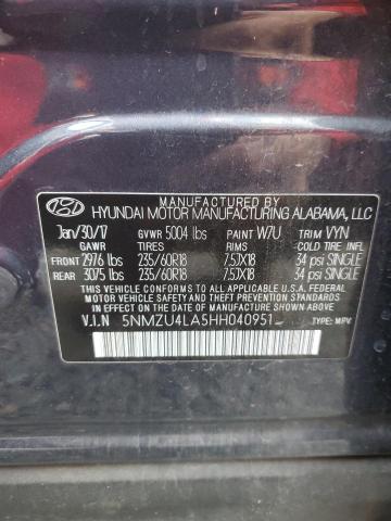 5NMZU4LA5HH040951 - 2017 HYUNDAI SANTA FE S CHARCOAL photo 13