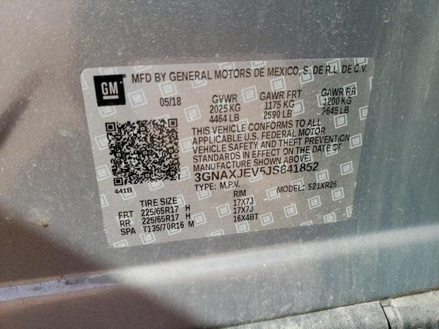 3GNAXJEV5JS641852 - 2018 CHEVROLET EQUINOX LT GRAY photo 13