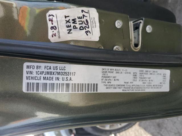 1C4PJMBX7MD253117 - 2021 JEEP CHEROKEE TRAILHAWK GREEN photo 12