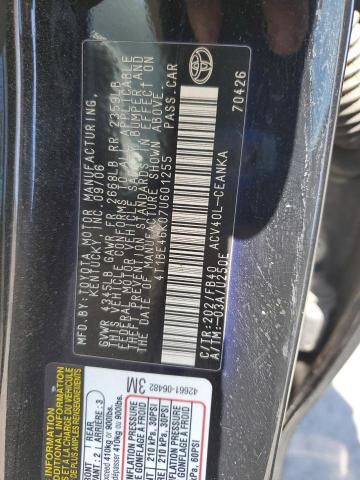 4T1BE46K07U601255 - 2007 TOYOTA CAMRY CE BLACK photo 12