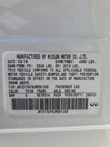 JN1EV7AP8JM591249 - 2018 INFINITI Q50 LUXE Ақ фото 12