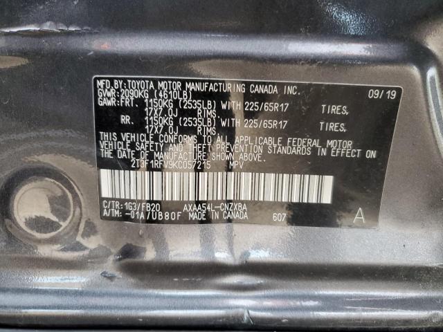 2T3F1RFV9KC057215 - 2019 TOYOTA RAV4 LE CHARCOAL photo 14