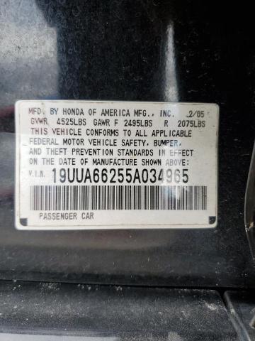 19UUA66255A034965 - 2005 ACURA TL BLACK photo 13