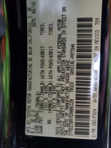 3TMDZ5BN7GM006320 - 2016 TOYOTA TACOMA DOUBLE CAB 黑色 照片 12