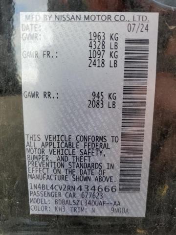 1N4BL4CV2RN434666 - 2024 NISSAN ALTIMA SR 黑色 照片 12