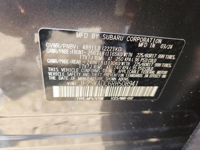 JF2SKADC6RH508941 - 2024 SUBARU FORESTER PREMIUM GRAY photo 14