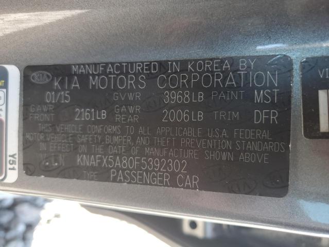 KNAFX5A80F5392302 - 2015 KIA FORTE EX ნაცრისფერი ფოტო 12