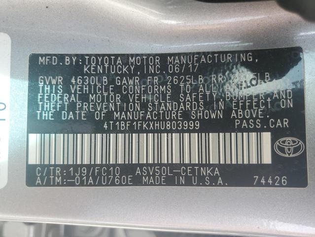 4T1BF1FKXHU803999 - 2017 TOYOTA CAMRY LE SILVER photo 12