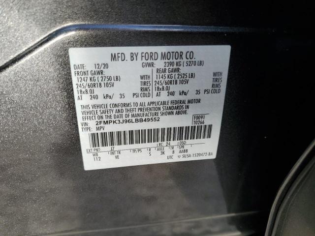 2FMPK3J96LBB49552 - 2020 FORD EDGE SEL 灰色 照片 13