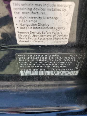 WVWDM7AJ3DW036662 - 2013 VOLKSWAGEN GOLF Черный фото 12