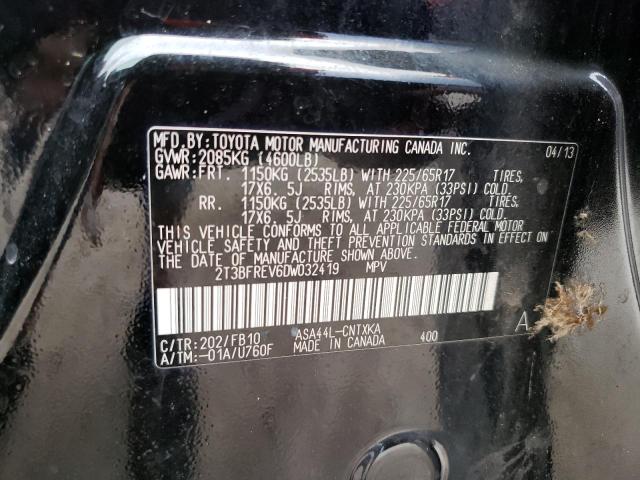 2T3BFREV6DW032419 - 2013 TOYOTA RAV4 LE 黑色 照片 13