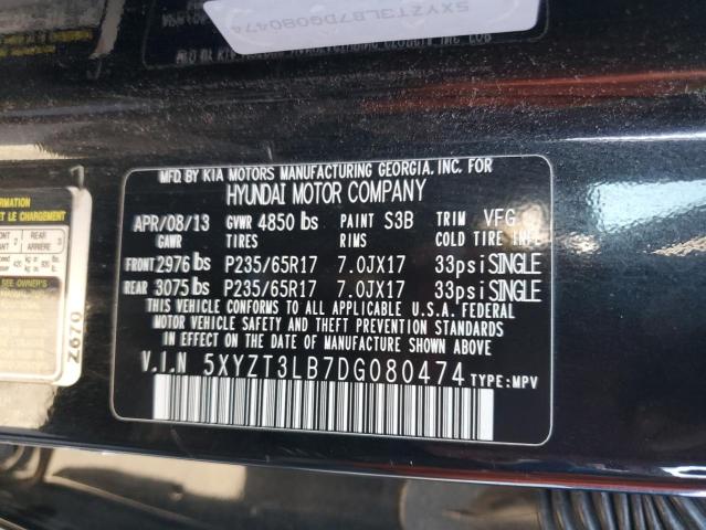 5XYZT3LB7DG080474 - 2013 HYUN SANTA FE SPORT BLACK photo 13