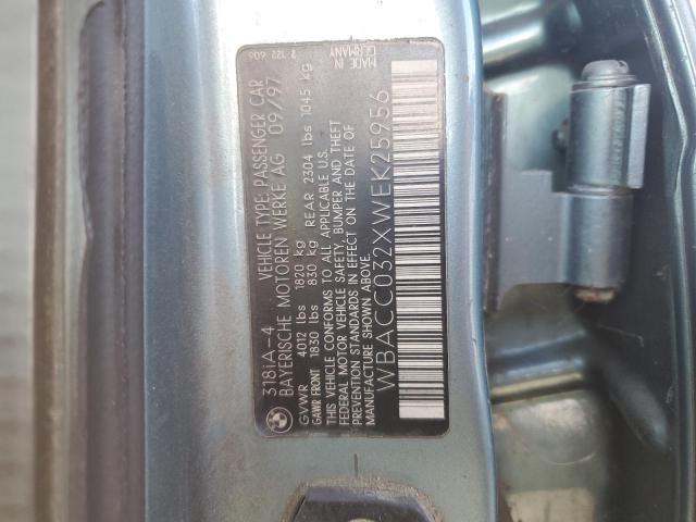 WBACC032XWEK25956 - 1998 BMW 318 I AUTOMATIC TURQUOISE photo 12