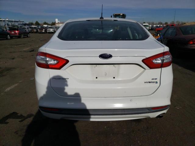 3FA6P0LU2ER317229 - 2014 FORD FUSION SE HYBRID WHITE photo 6