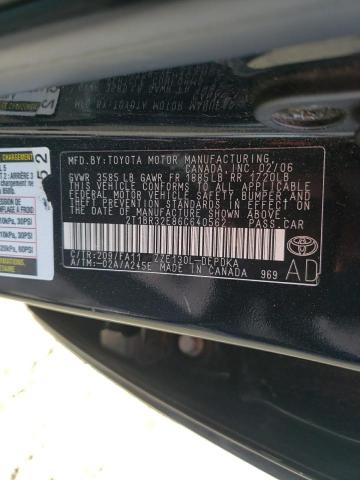 2T1BR32E86C640562 - 2006 TOYOTA COROLLA CE BLACK photo 12