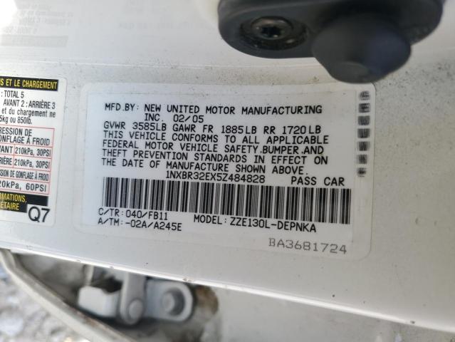 1NXBR32EX5Z484828 - 2005 TOYOTA COROLLA CE Ақ фото 12