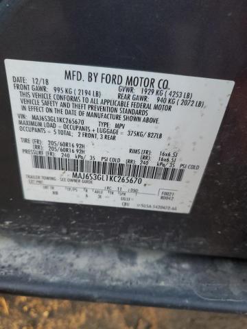 MAJ6S3GL1KC265670 - 2019 FORD ECOSPORT SE 灰色 照片 14