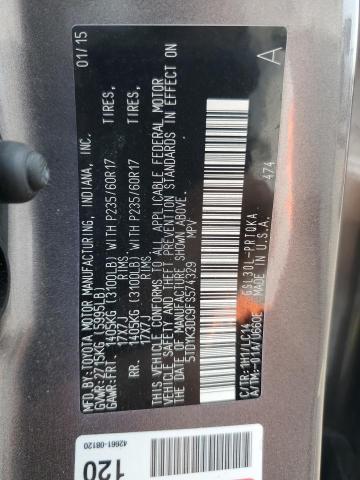 5TDYK3DC9FS574329 - 2015 TOYOTA SIENNA XLE GRAY photo 13