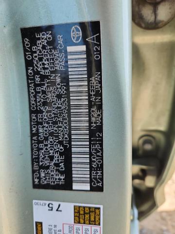 JTDKB20U493531991 - 2009 TOYOTA PRIUS GREEN photo 12