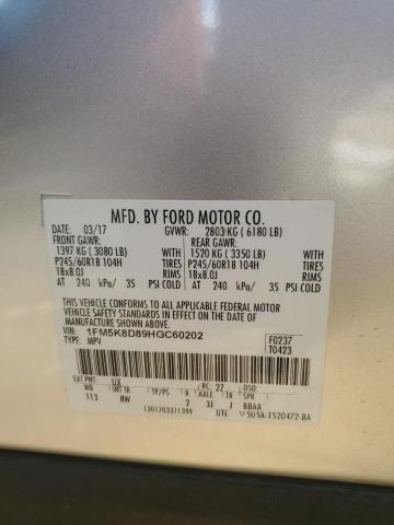 1FM5K8D89HGC60202 - 2017 FORD EXPLORER XLT Grau Foto 13