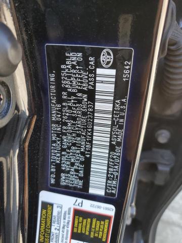 4T1BF1FK4GU237837 - 2016 TOYOTA CAMRY LE BLACK photo 12