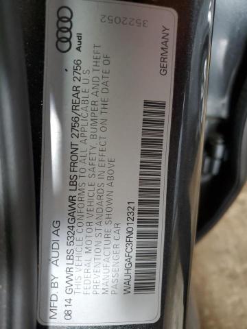 WAUHGAFC3FN012321 - 2015 AUDI A6 PRESTIGE Grafitowy zdjęcie 12