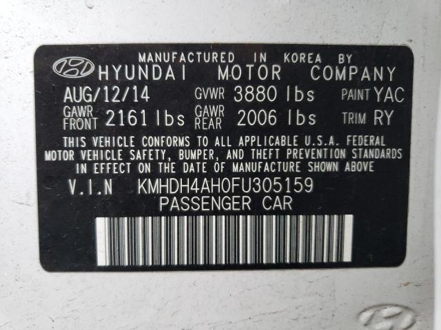 KMHDH4AH0FU305159 - 2015 HYUNDAI ELANTRA SE WHITE photo 12