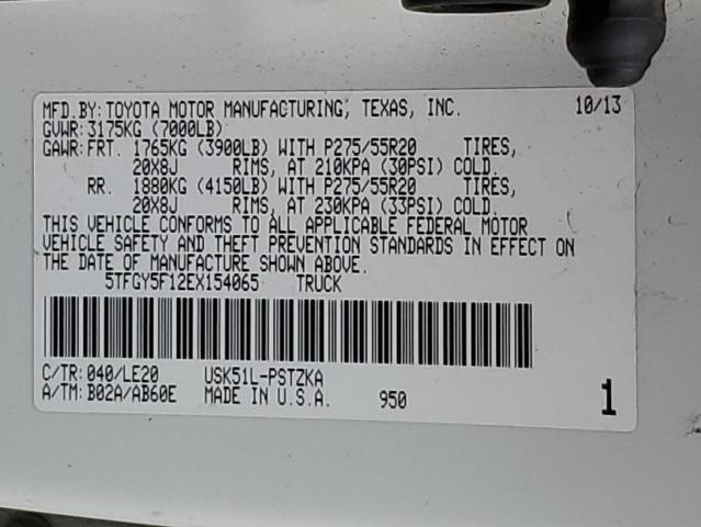 5TFGY5F12EX154065 - 2014 TOYOTA TUNDRA CREWMAX PLATINUM Biały zdjęcie 13