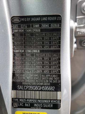 SALCP2BG6GH595682 - 2016 LAND ROVER DISCOVERY SE SILVER photo 13