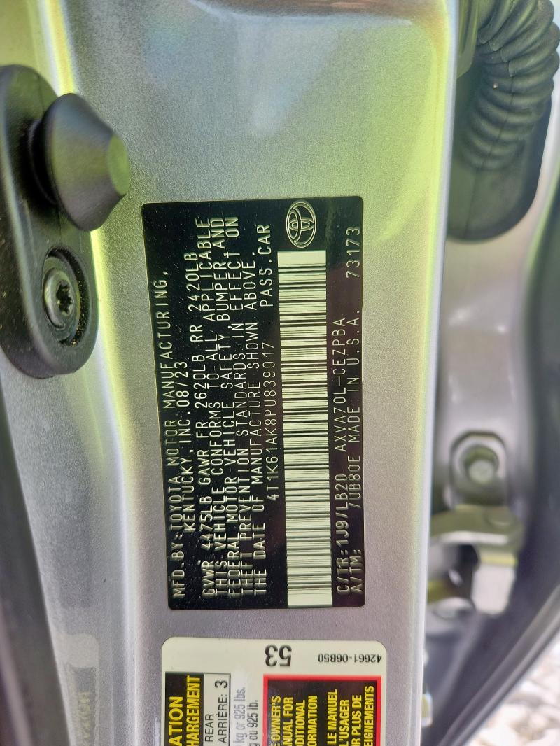 4T1K61AK8PU839017 - 2023 TOYOTA CAMRY XSE SILVER photo 13