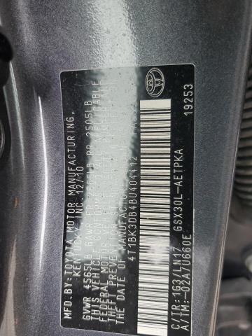 4T1BK3DB4BU404412 - 2011 TOYOTA AVALON BASE Сірий фото 13