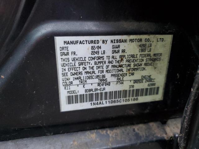 1N4AL11D65C105186 - 2005 NISSAN ALTIMA S GRAY photo 12