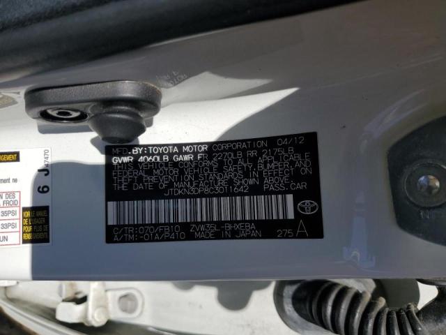 JTDKN3DP8C3011642 - 2012 TOYOTA PRIUS PLUG Blanco foto 24