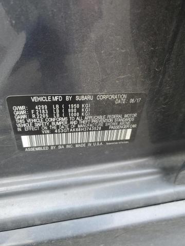 4S3GTAK68H3743528 - 2017 SUBARU IMPREZA SPORT GRAY photo 12