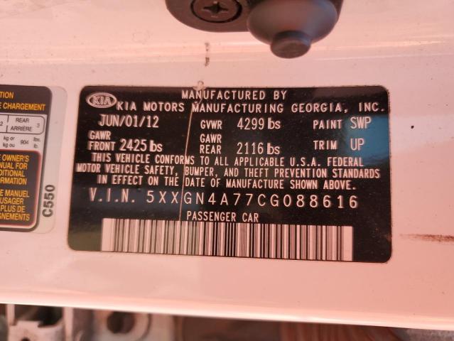 5XXGN4A77CG088616 - 2012 KIA OPTIMA EX WHITE photo 12