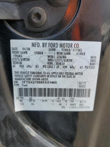 1FTSX21588EE01465 - 2008 FORD F250 SUPER DUTY 黑色 照片 12
