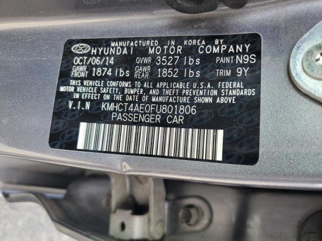 KMHCT4AE0FU801806 - 2015 HYUNDAI ACCENT GLS 灰色 照片 12