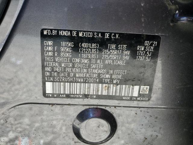 3CZRU5H39MM720014 - 2021 HONDA HR-V LX GRAY photo 13