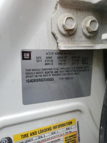 1G4GB5ER0CF245889 - 2012 BUICK LACROSSE CONVENIENCE 白色 照片 12