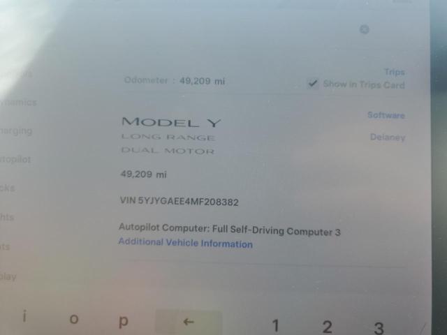 5YJYGAEE4MF208382 - 2021 TESLA MODEL Y CHARCOAL photo 9