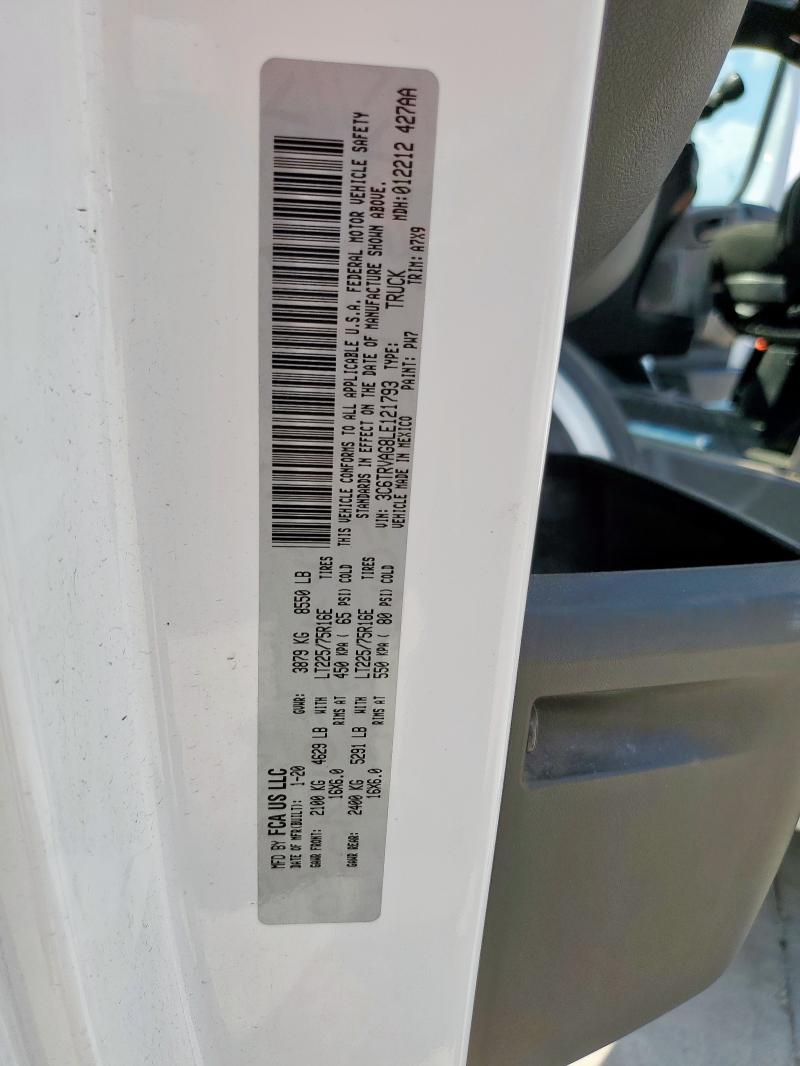 3C6TRVAG8LE121793 - 2020 RAM PROMASTER 1500 STANDARD Beyaz fotoğraf 14