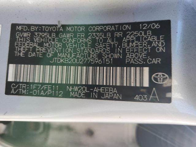 JTDKB20U277596151 - 2006 TOYOTA PRIUS Gümüş foto 12