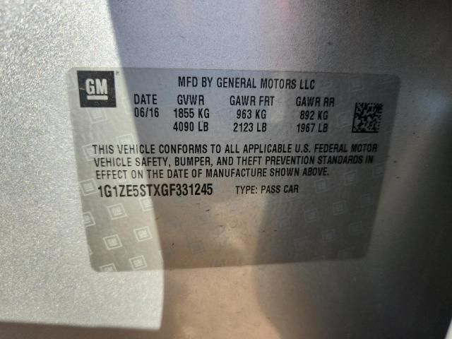 1G1ZE5STXGF331245 - 2016 CHEVROLET MALIBU LT 银色 照片 13