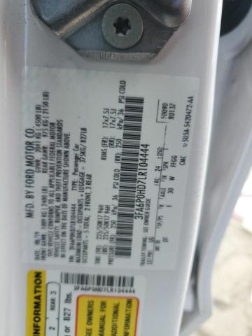 3FA6P0HD7LR104444 - 2020 FORD FUSION SE 白色 照片 12